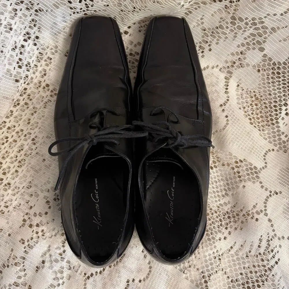 Kenneth Cole New York Men's US 9 M Black Leather Oxfords Shoes